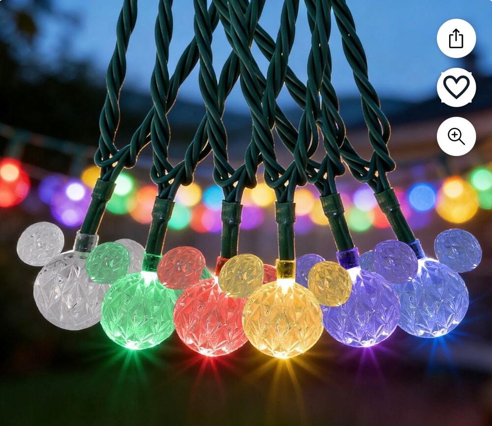 100ct DISNEY Mickey Mouse Ears Multi-color 66ft LED Lights 3-function NEW